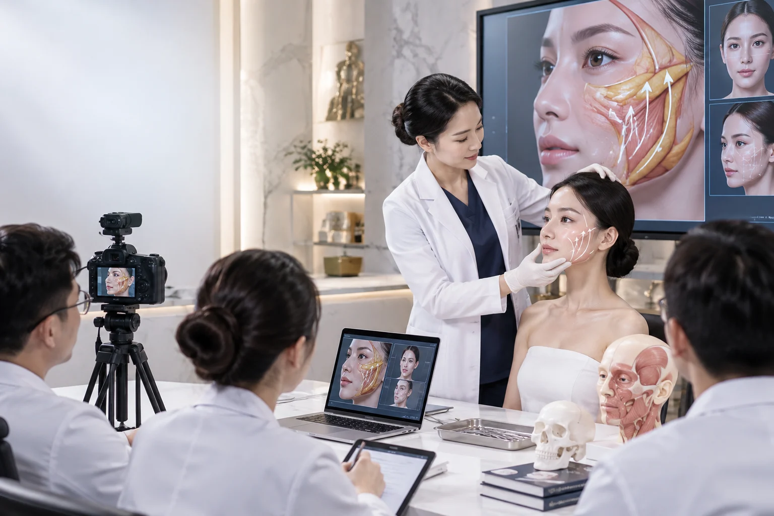 kỹ thuật nâng cơ táo kết hợp phân tích vùng mắt và má