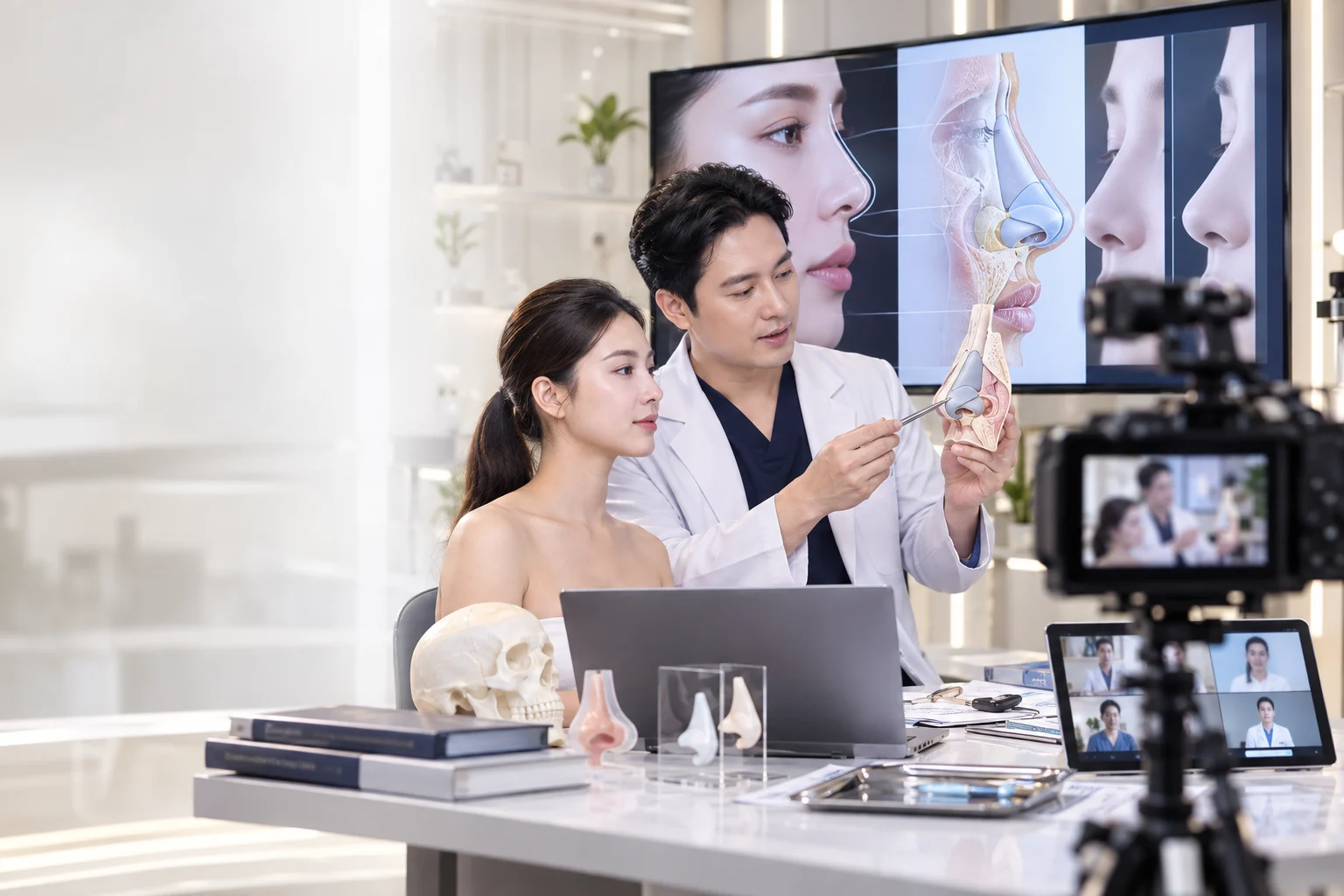 facial analysis trong video nâng mũi cho bác sĩ online