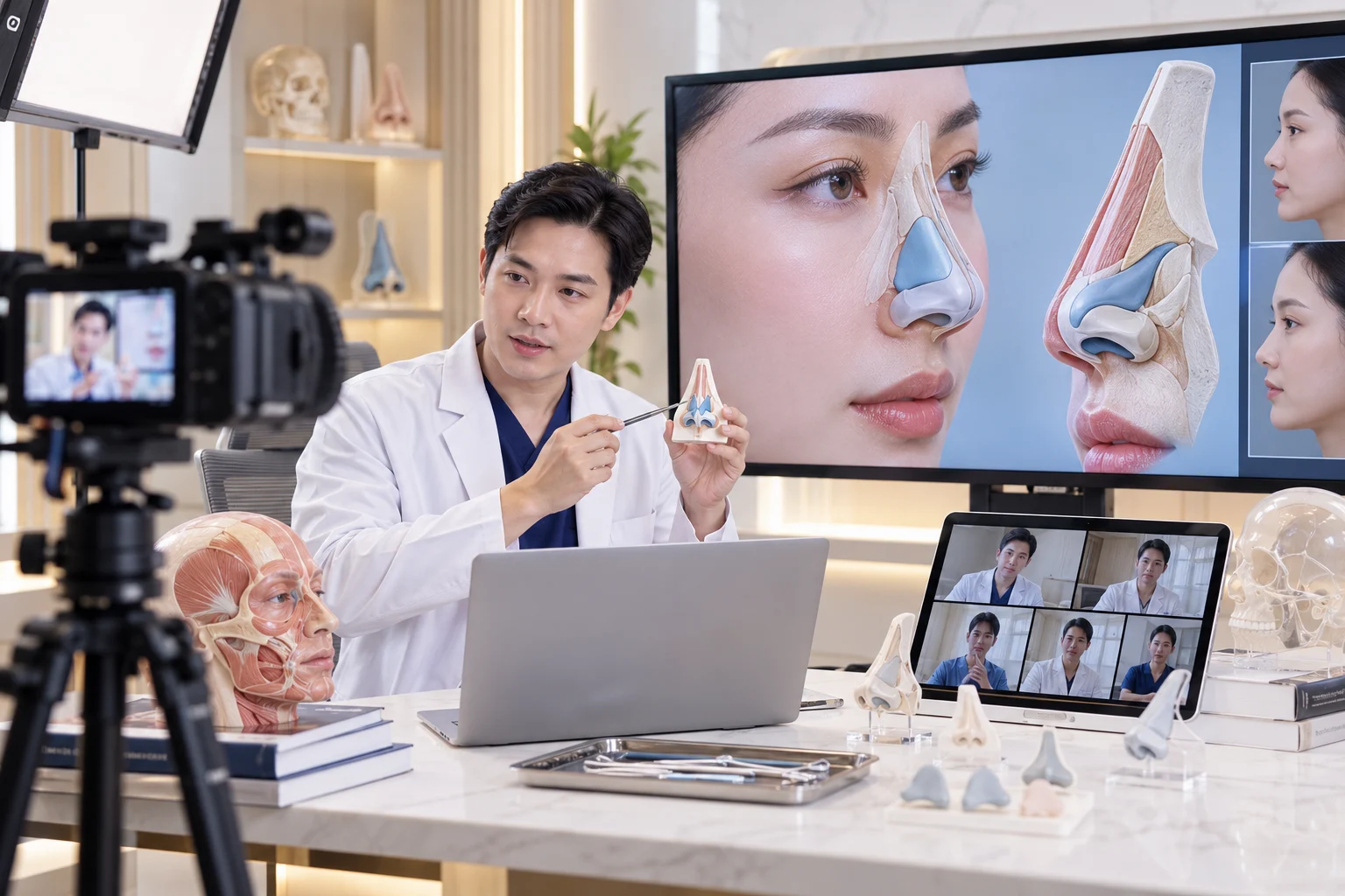 video nâng mũi cho bác sĩ online phân tích nhiều góc mũi